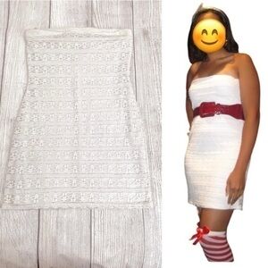 DEB Women’s Strapless White Lace Mini Dress Size XL